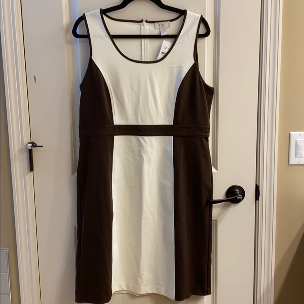 Ann Taylor Brown and Cream Dress Sz 12 NWTS